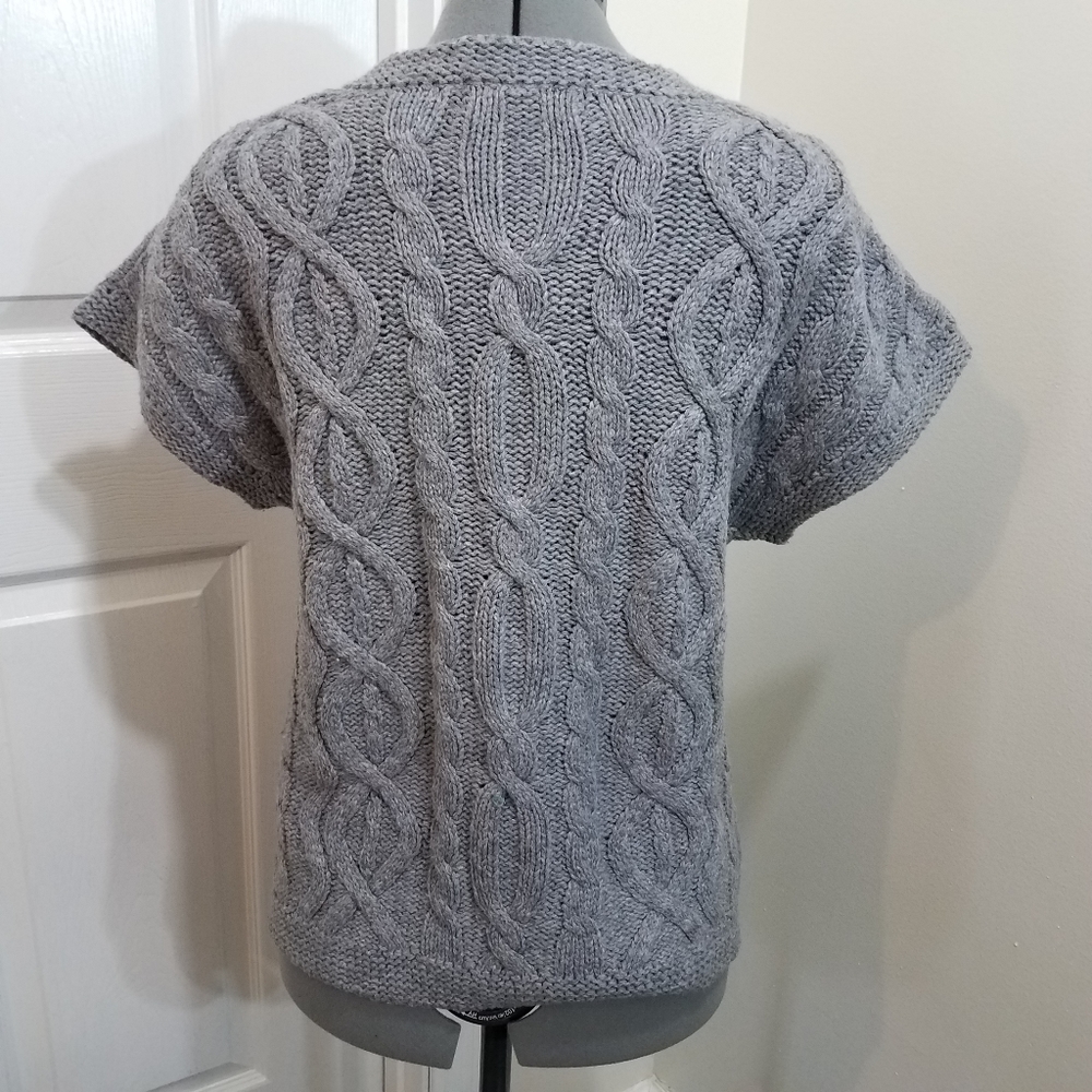LAST CHANCE Zara gray chunky knit cottagecore wool cardigan S - Picture 6 of 7